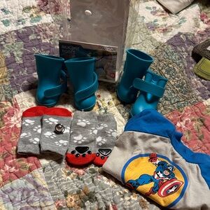 Blue Silicone Boots and 2 T-shirts for Dogs XS